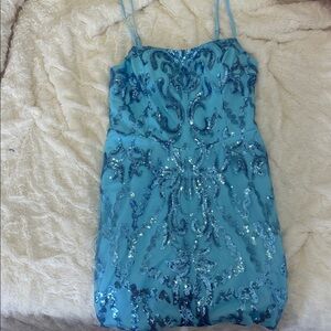 Blue women’s Sequin Homecoming Dress Never worn